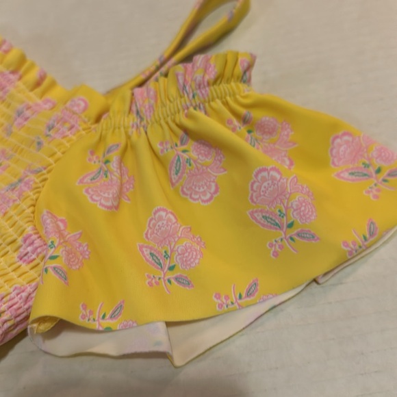 Janie and Jack Floral Smocked cold shoulder 2 piece bikini swimsuit size 14 - Picture 4 of 13